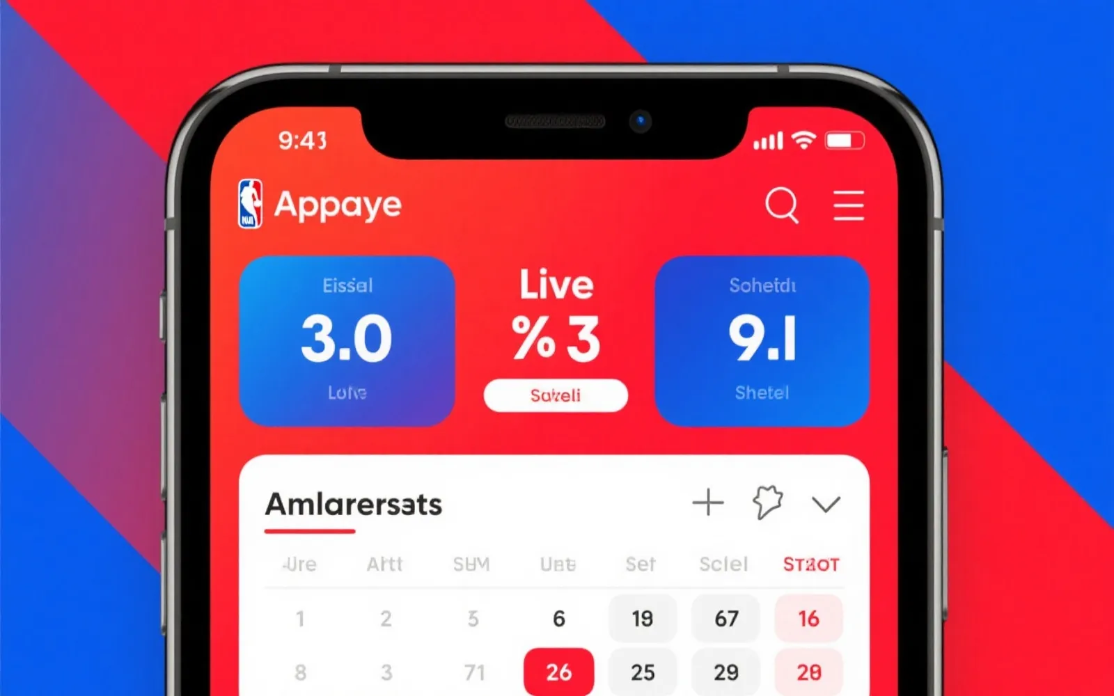 App界面预览 - 实时比分与赛程